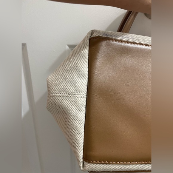 BALENCIAGA  Cabas S Hand Tote Bag Pouch Canvas Leather Camel Brown - Picture 4 of 15